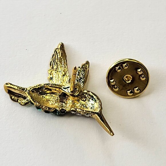 Hummingbird Brooch Pin Orange Rhinestone Hummingbird Pin Glitter Small Brooch - Picture 4 of 11